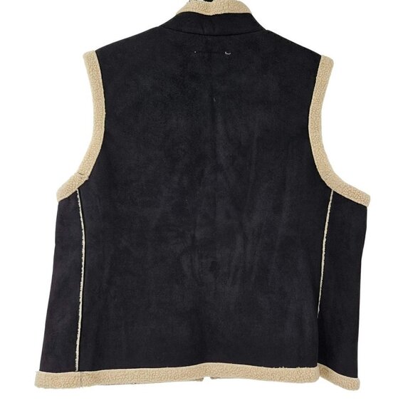 Tasha Polizzi Faux Suede Fleece Lined Vest Black Women's L Embroidered Full Zip - Picture 2 of 10
